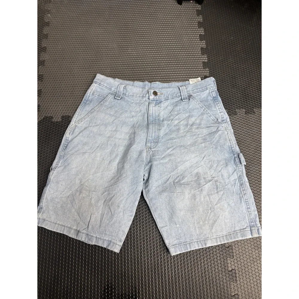 Wrangler Men's Size 32 Light Wash Denim Carpenter Shorts Relaxed Fit Utility